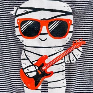 4/$21💥Halloween Mummy Rocker Onesie Bodysuit, Black White Orange, Easy Costume!